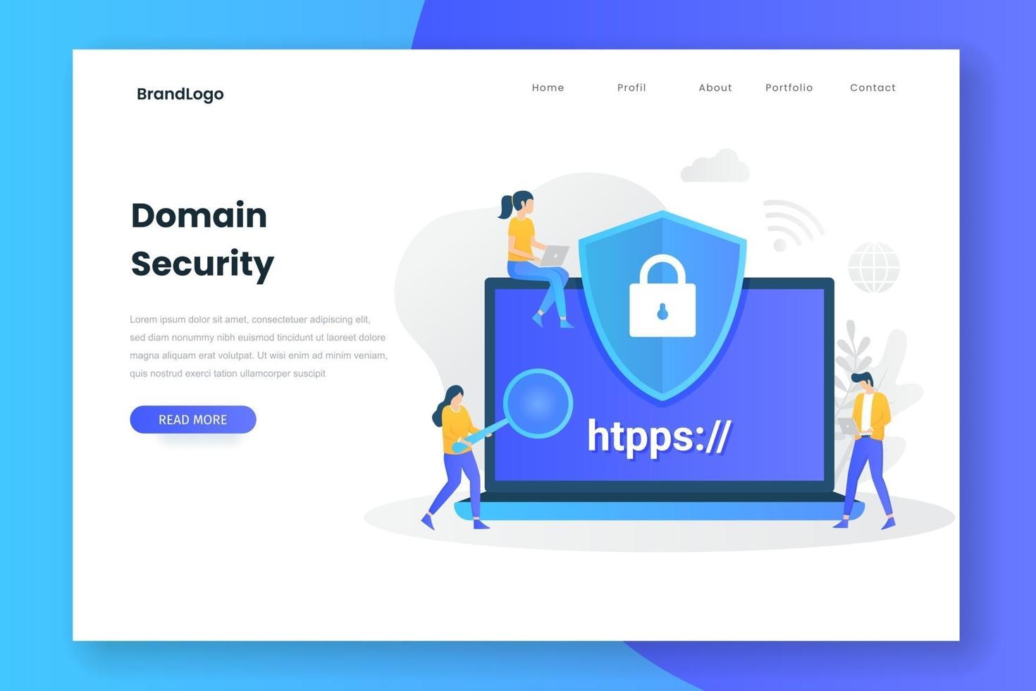 Domain security landing page vector