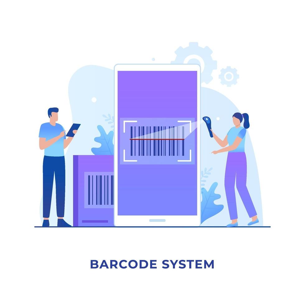 Flat illustration barcode scanning concept vector