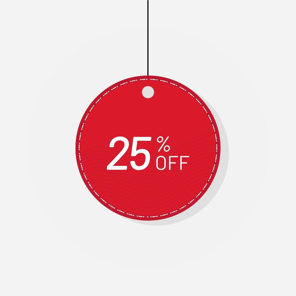 Red sale tag discount label 25 off Vector