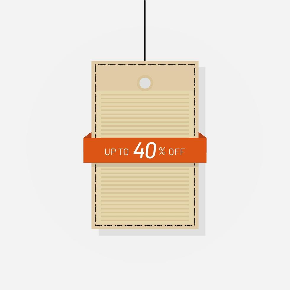 Discount tag sale label 40 off vector