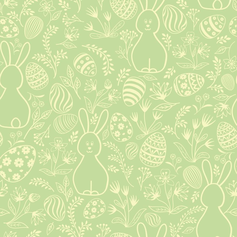 Easter holday seamless pattern. Spring gentle background with easter eggs and bunny. Happy Easter tile wallpaper vector