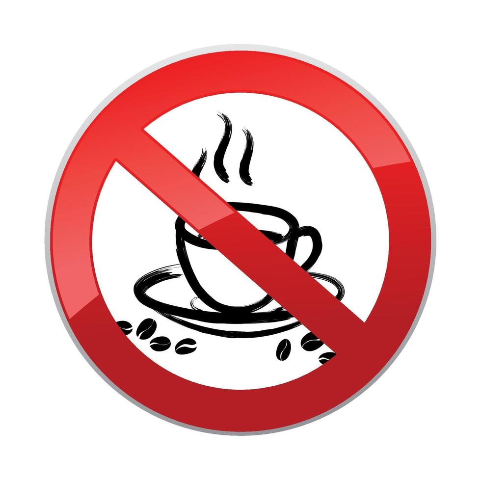 No drinks. Prohibitory icon. Hot drinks are not allowed. No coffee cup icon. Red prohibition round shape sign vector