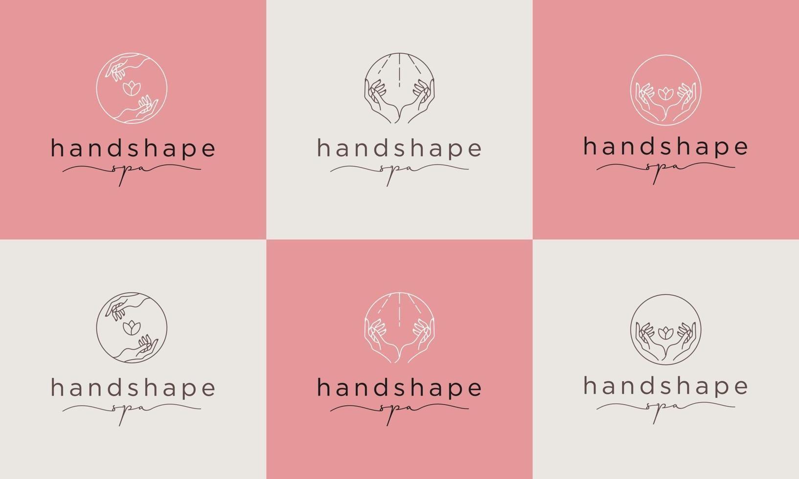 Abstract hand logo template in trendy linear minimal style set vector