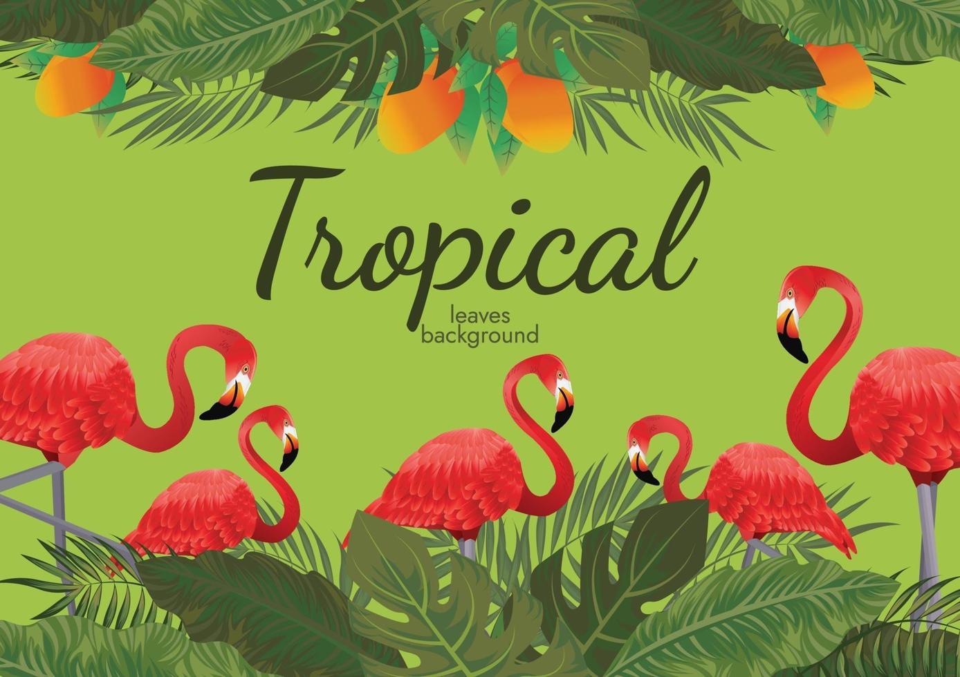 tropical leafs background green illustration vector design