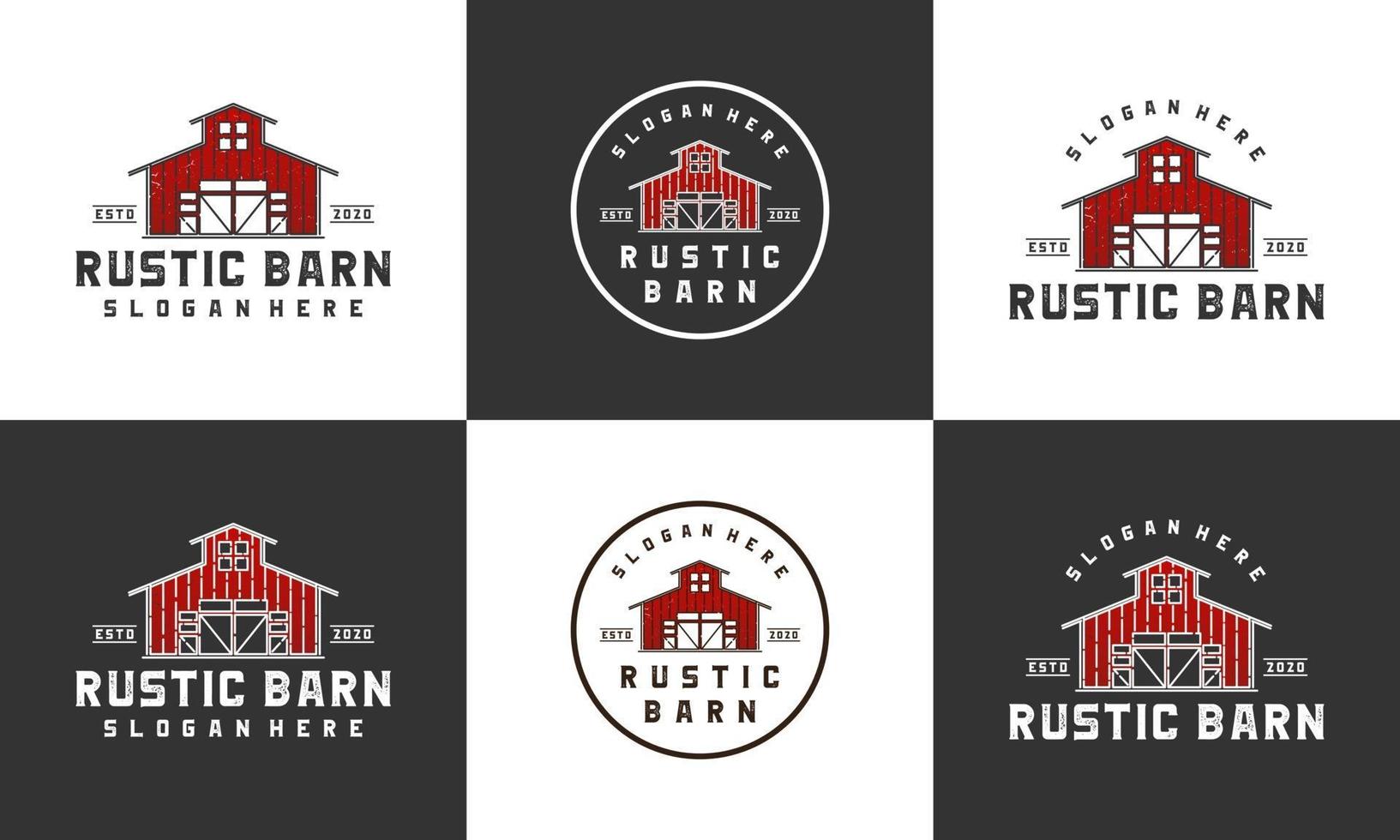 rustic barn logo design template with multi style collections set vector