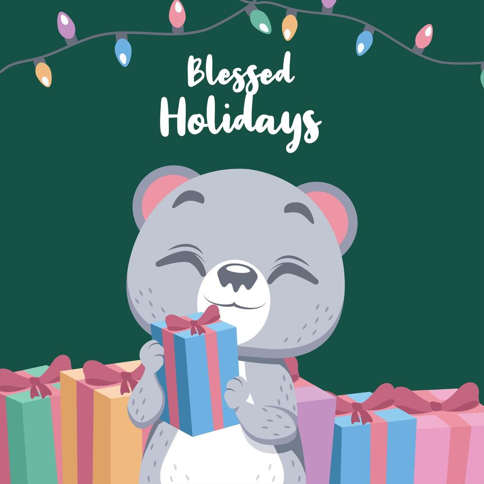 Cute Christmas greeting with a happy polar bear vector