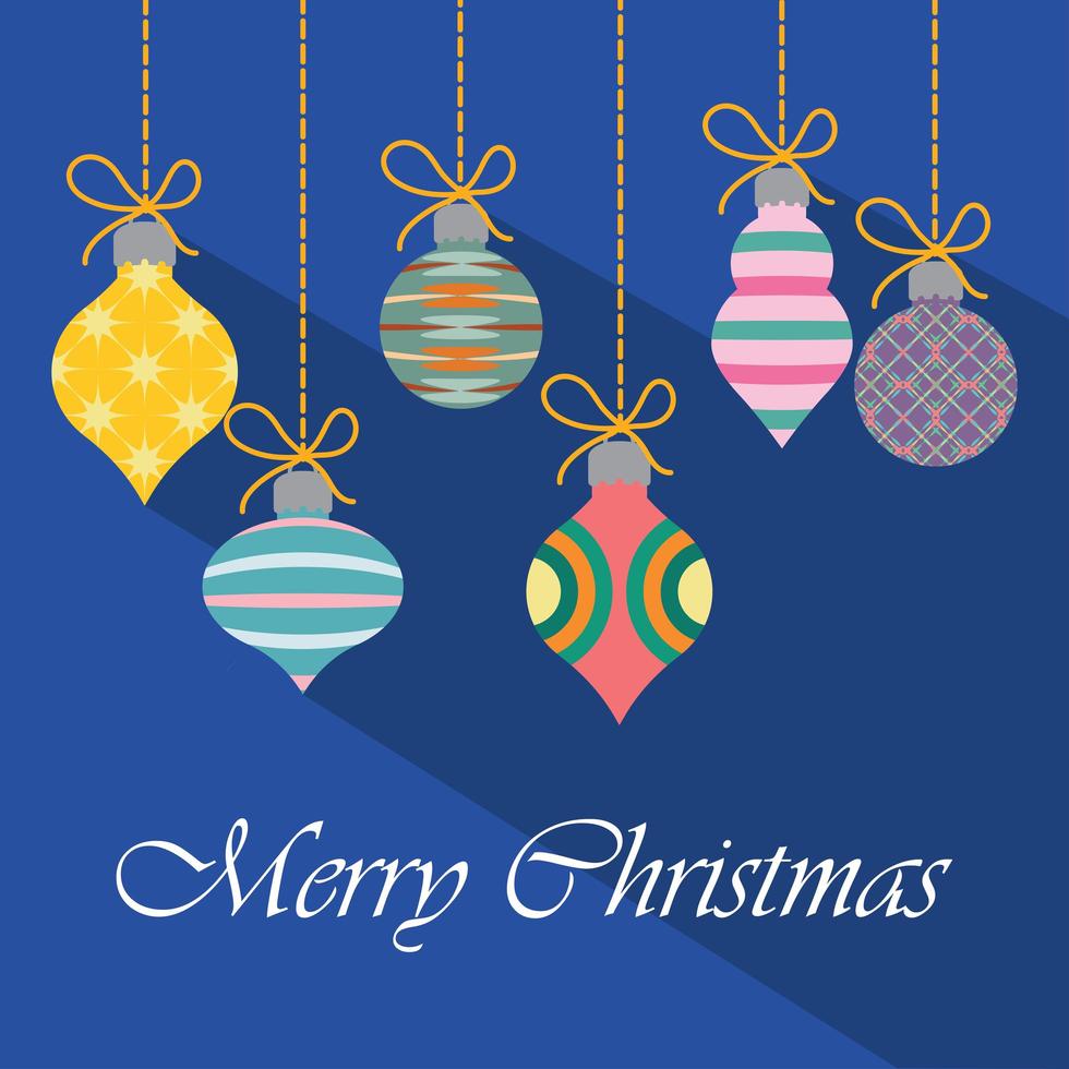 Christmas greeting with colorful ornaments vector