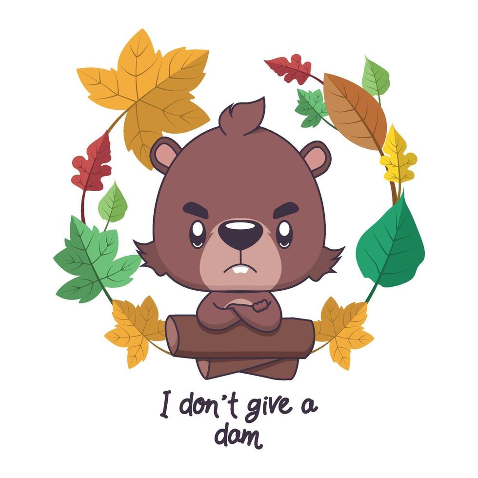 Funny beaver pun illustration vector