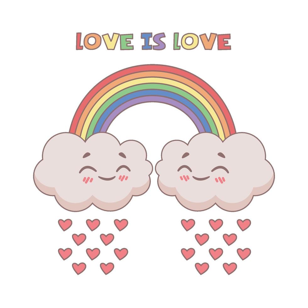 Cute illustration of the love is love expression vector