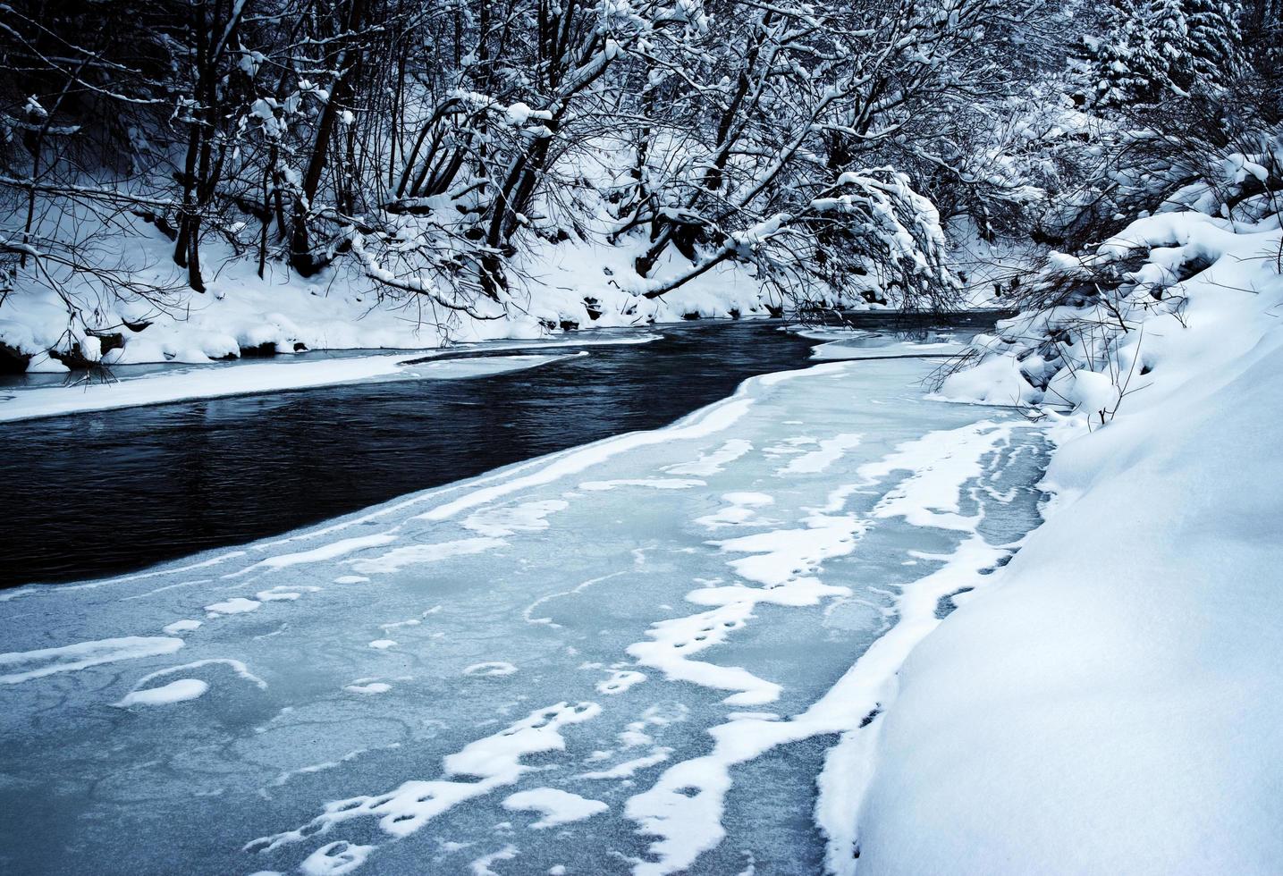 River in a winter landscape photo