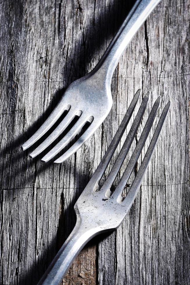 Two silver forks photo