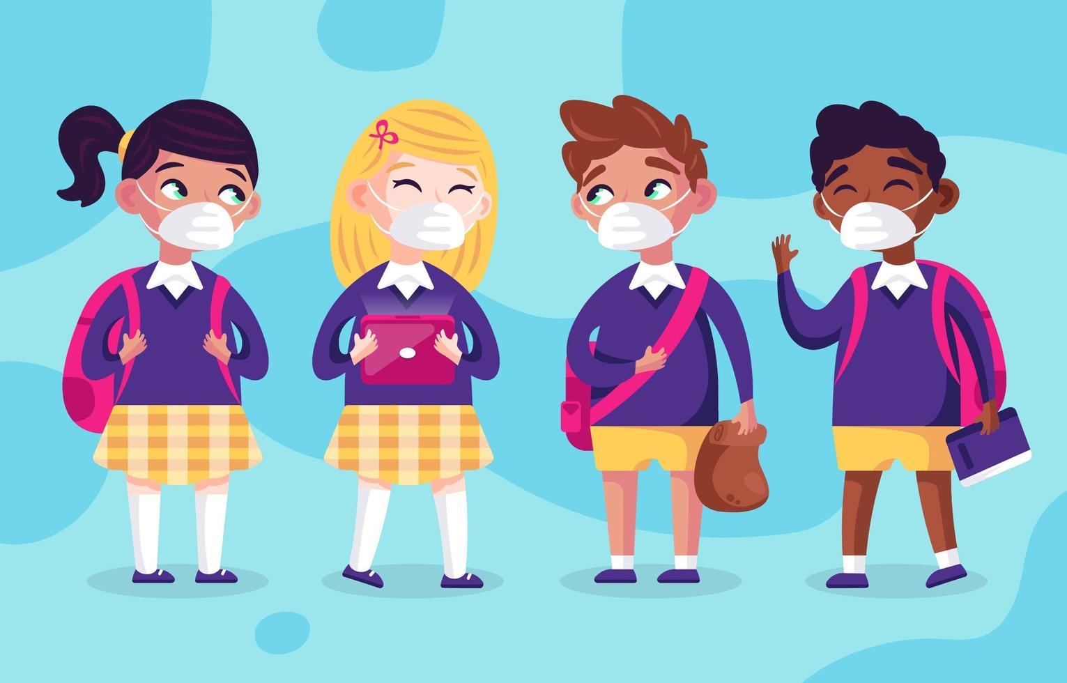 Characters of Children Back to School with Protocol vector