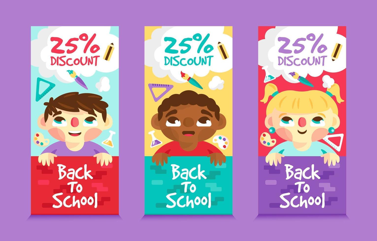 conjunto de banners de regreso a la escuela vector