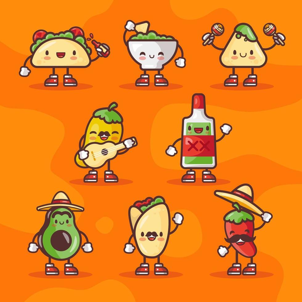 personajes de comida mexicana en cinco de mayo vector