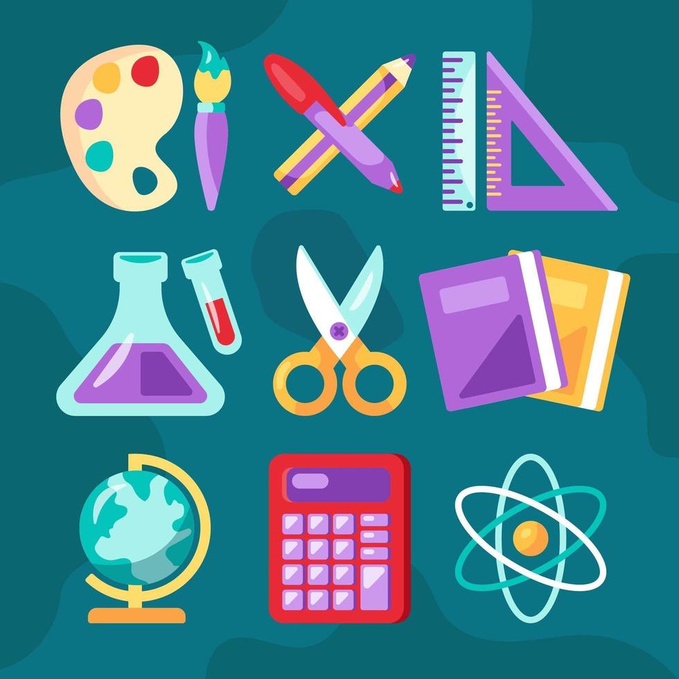 School Subjects Icons Set vector