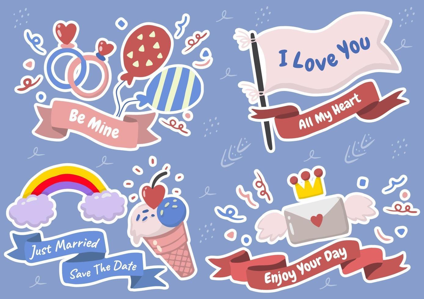 Cute Valentine's day set vector