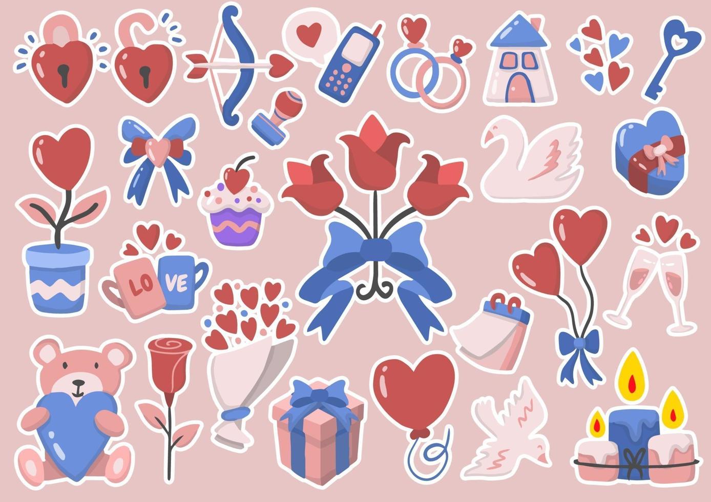 Cute Valentine's day set vector