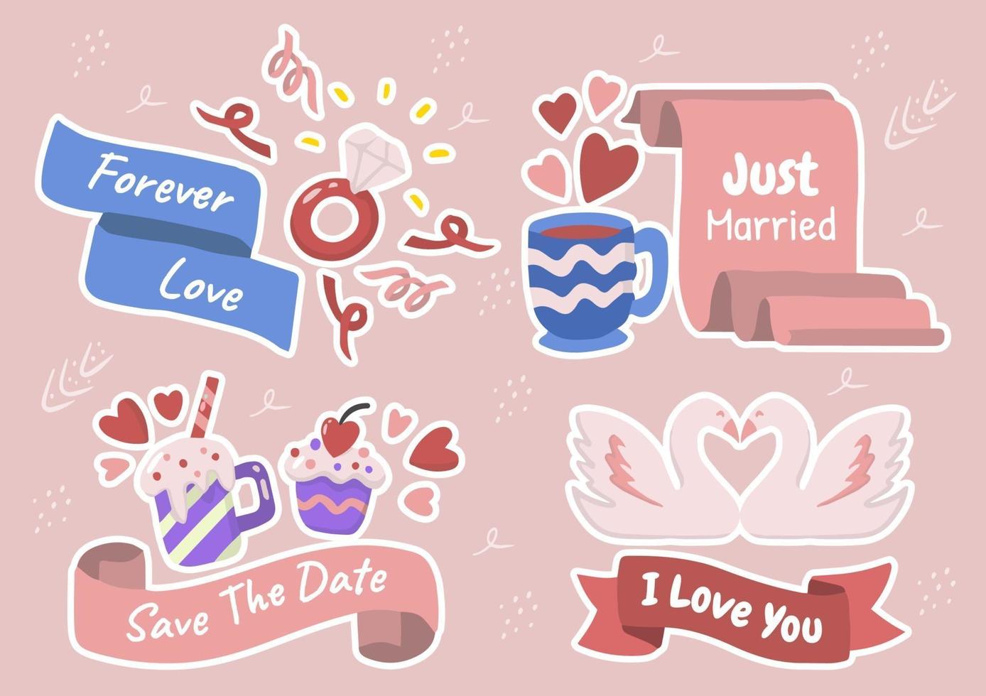 Cute Valentine's day set vector