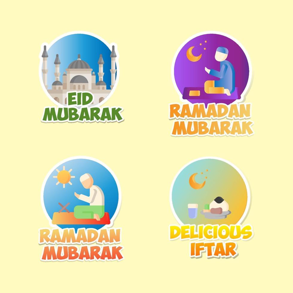 ramadan kareem sticker set vector