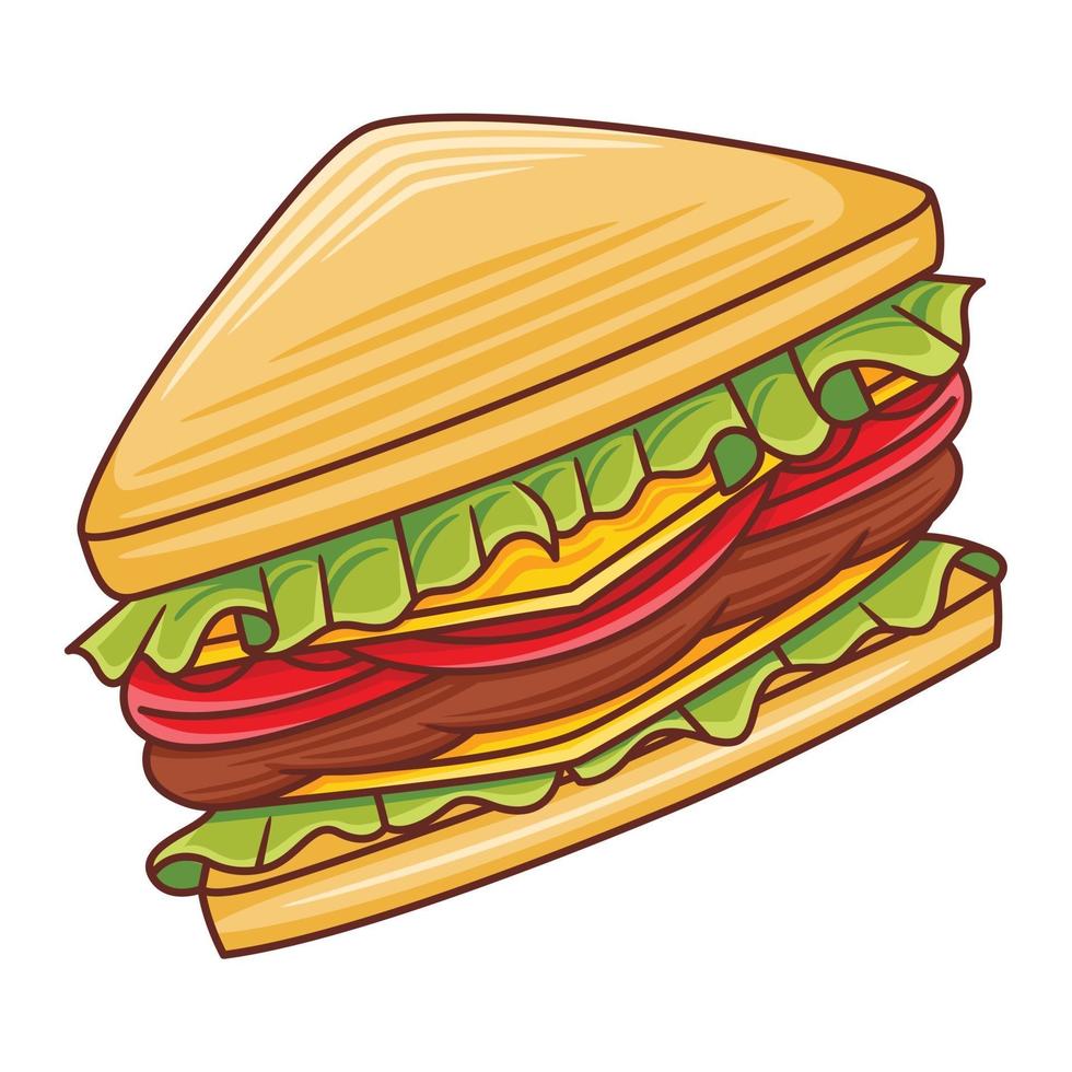 Sandwich illustration in modern flat design style. vector