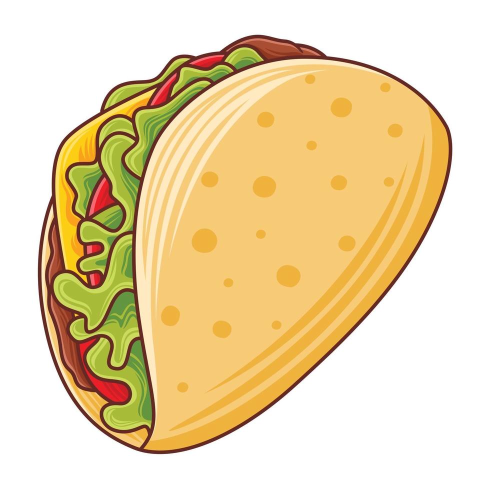 Taco illustration in modern flat design style. vector