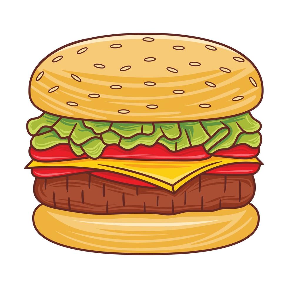 Ilustración de hamburguesa en estilo moderno diseño plano. vector