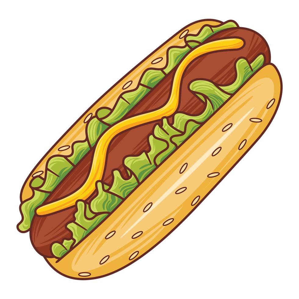 Ilustración de hot dog en estilo moderno diseño plano vector