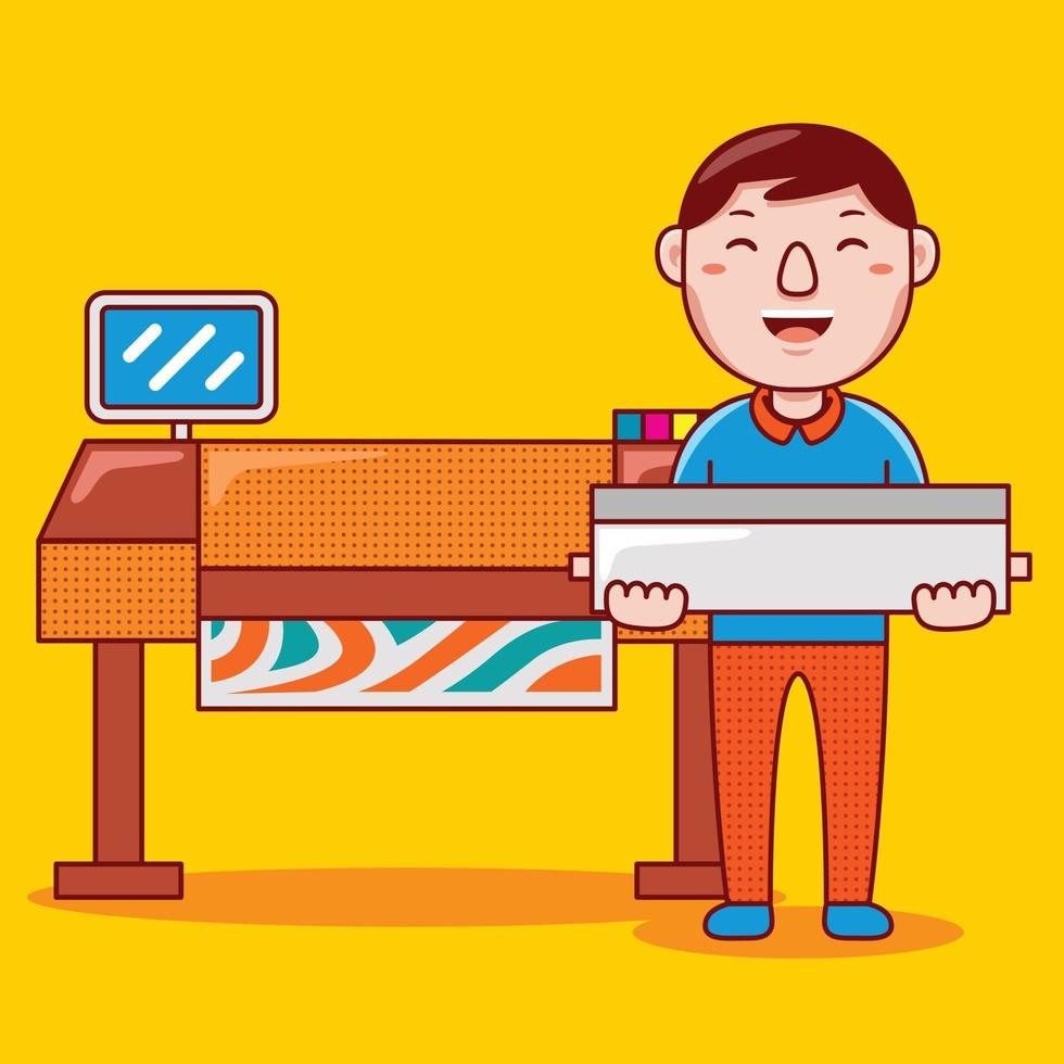 Man print worker profession in flat design style. vector