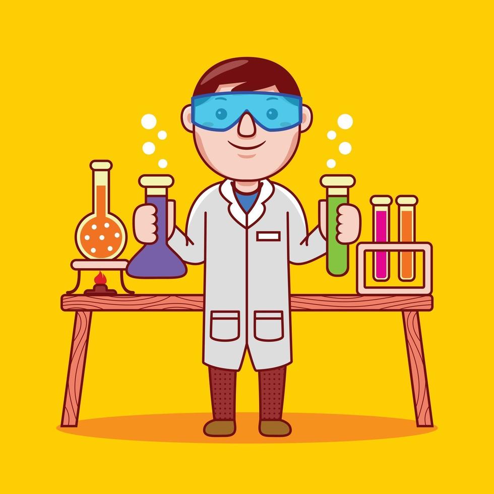 Man chemist profession in flat design style. vector