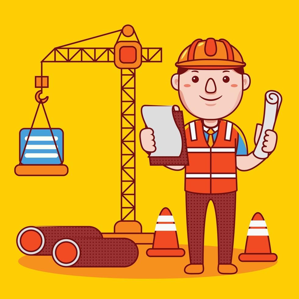 Man builder profession in flat design style. 2175723 Vector Art at