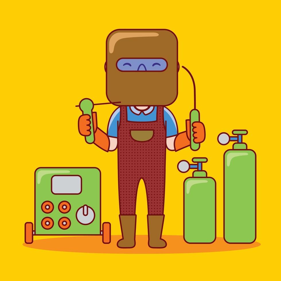 Man welder profession in flat design style. vector