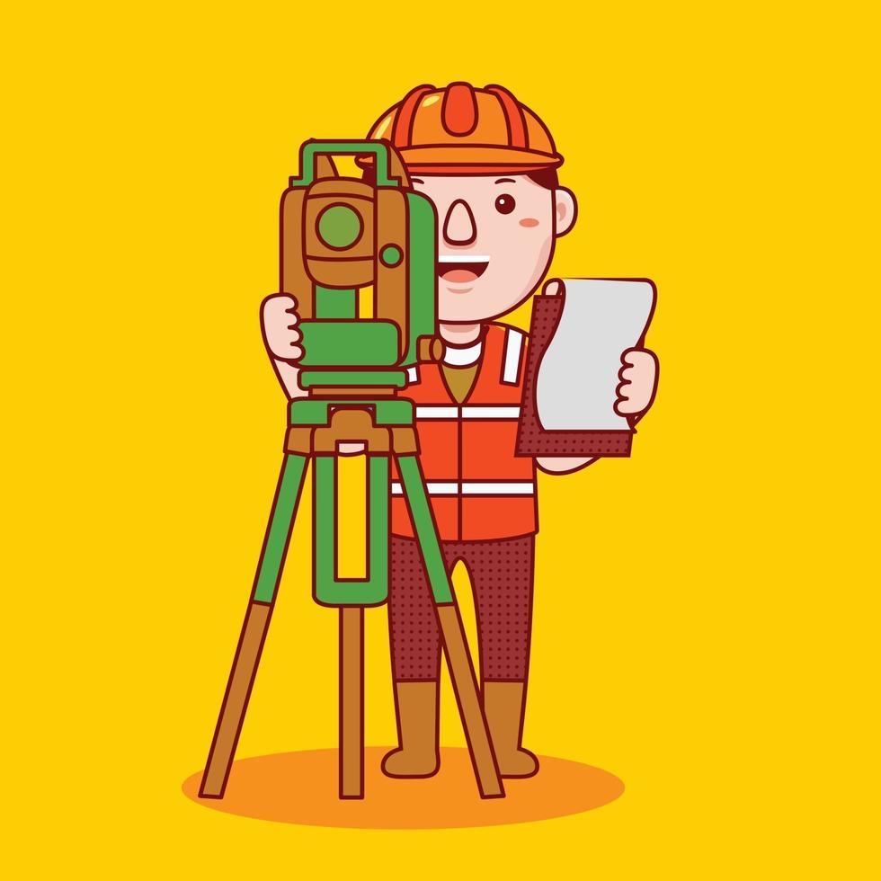 Man land surveyor profession in flat design style. vector