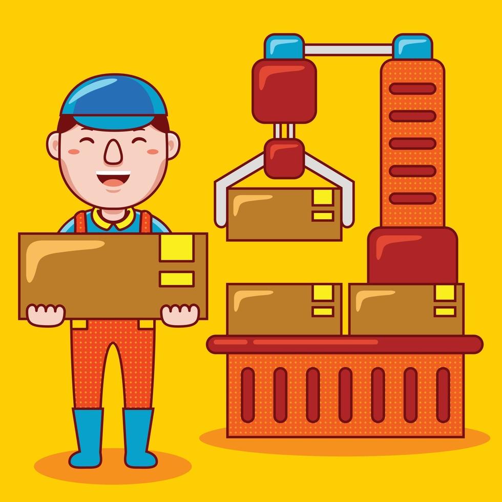 Man factory worker profession in flat design style. vector