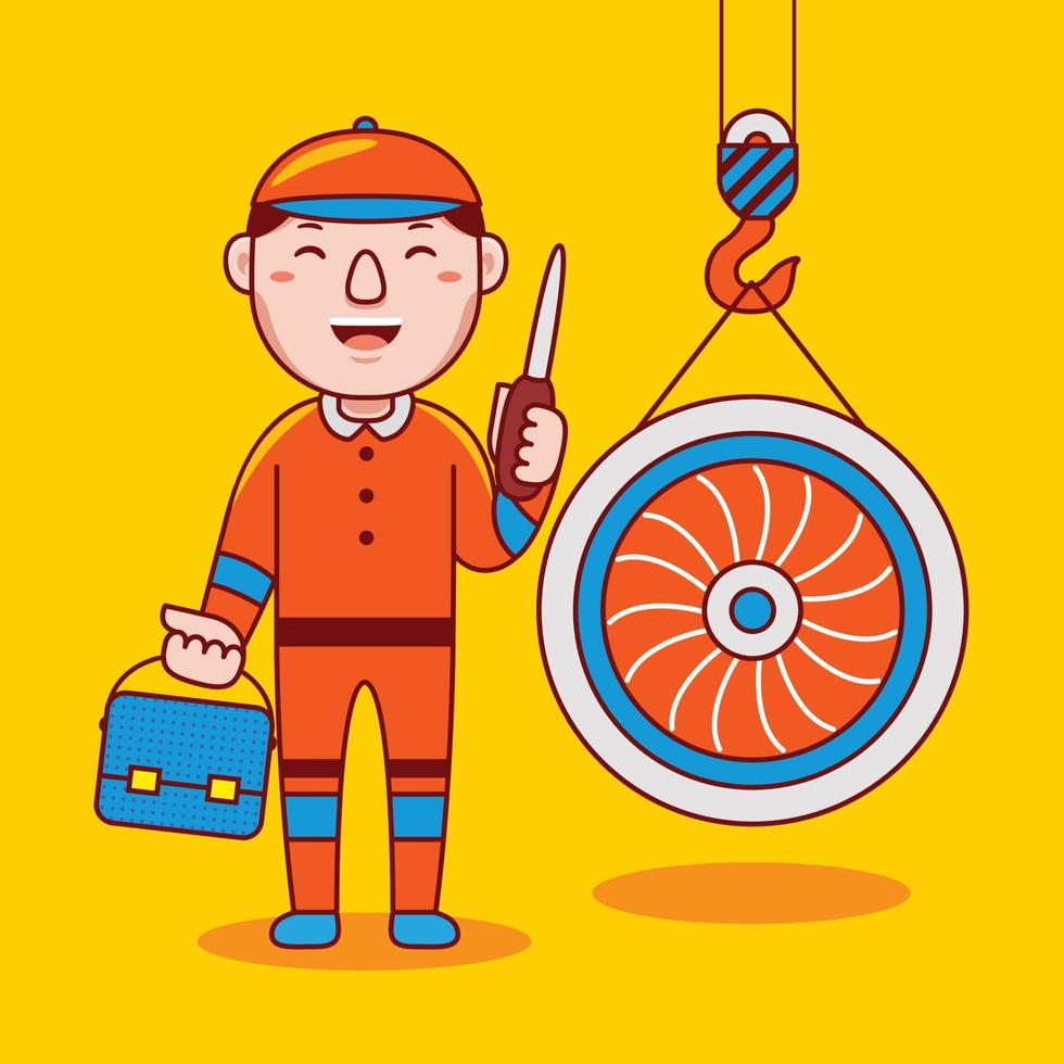 Man aerospace engineer profession in flat design style. vector