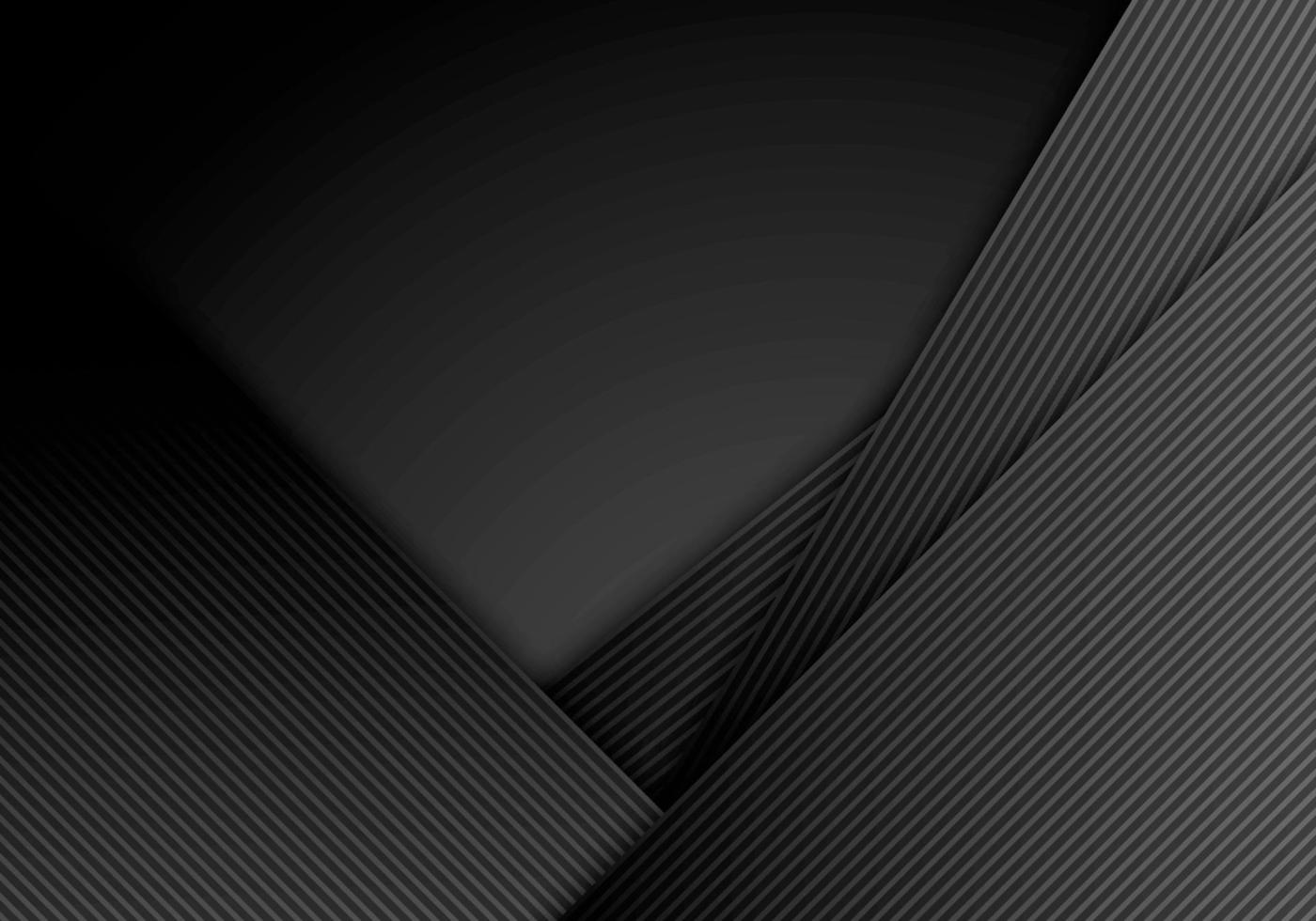 Abstract black stripes diagonal with lines layered on dark background and texture. vector