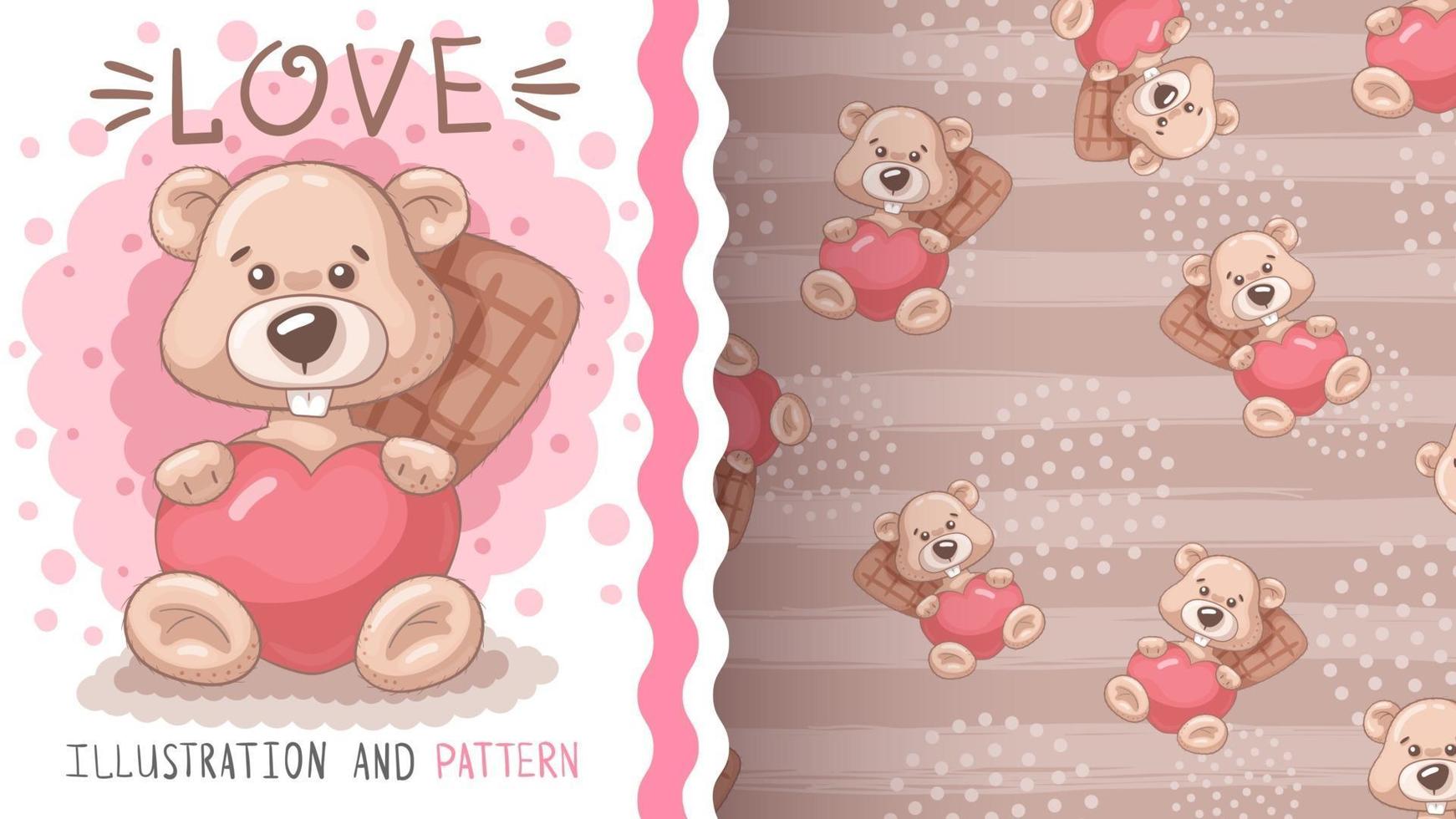 Pretty cartoon character animal beaver with heart vector