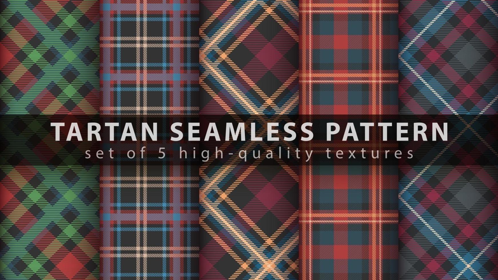 Set classic tartan seamless pattern. Hand draw vector