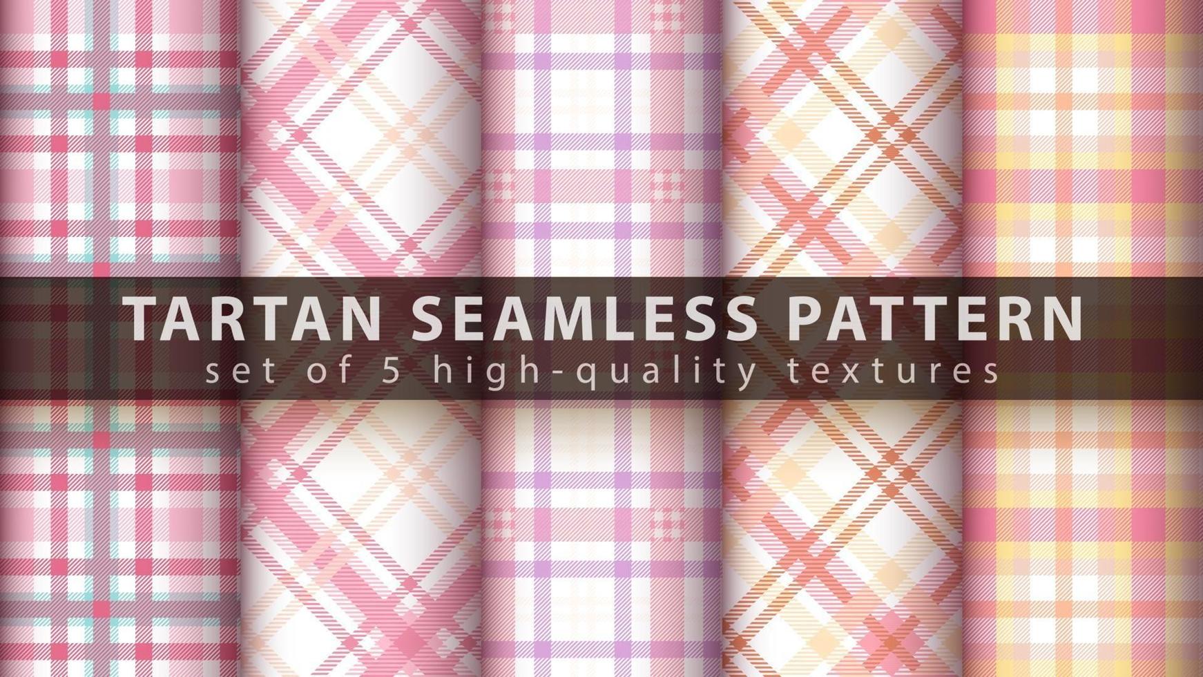 Set classic tartan seamless pattern. Hand draw vector