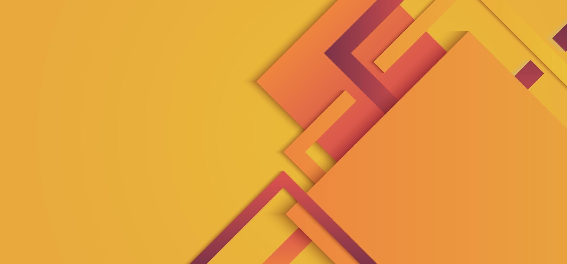 Plantilla de banner cuadrados fondo de color degradado amarillo y rojo geométrico vector