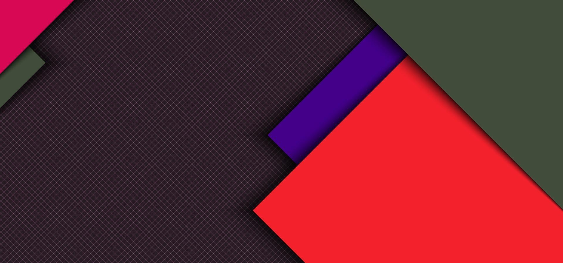 diseño de plantilla web de banner capa superpuesta cuadrada roja, azul con rayas con sombra sobre fondo de cuadrícula. vector