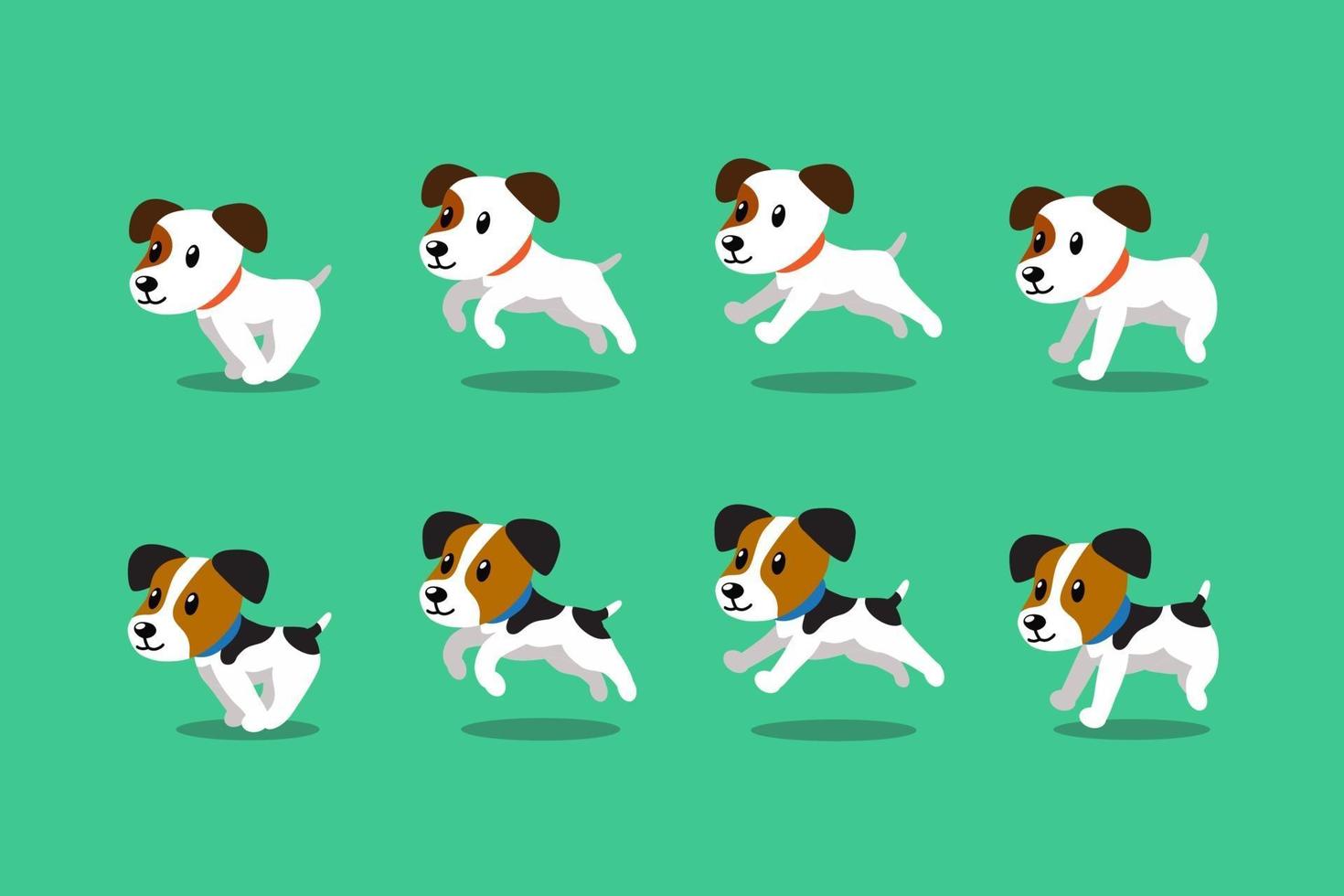 Vector cartoon character jack russell terrier dogs running