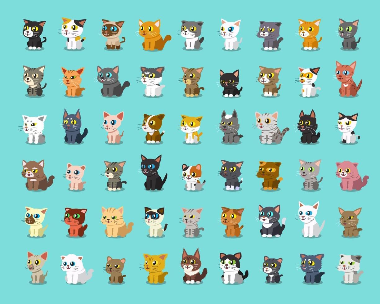 diferentes gatos de dibujos animados vector