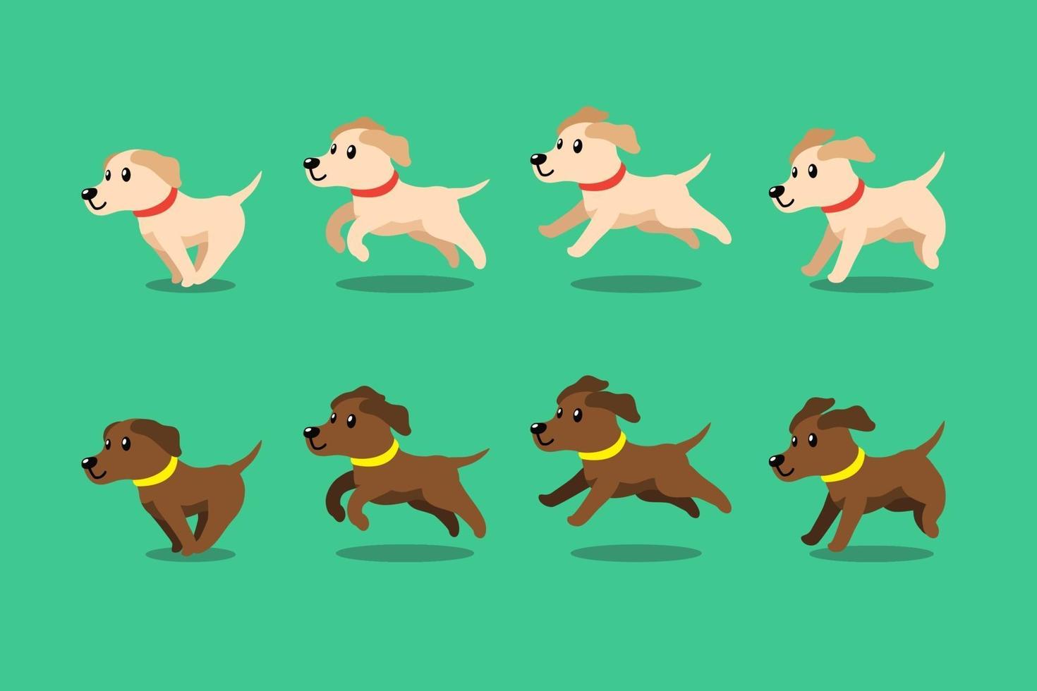 Vector cartoon character labrador retriever dog running step