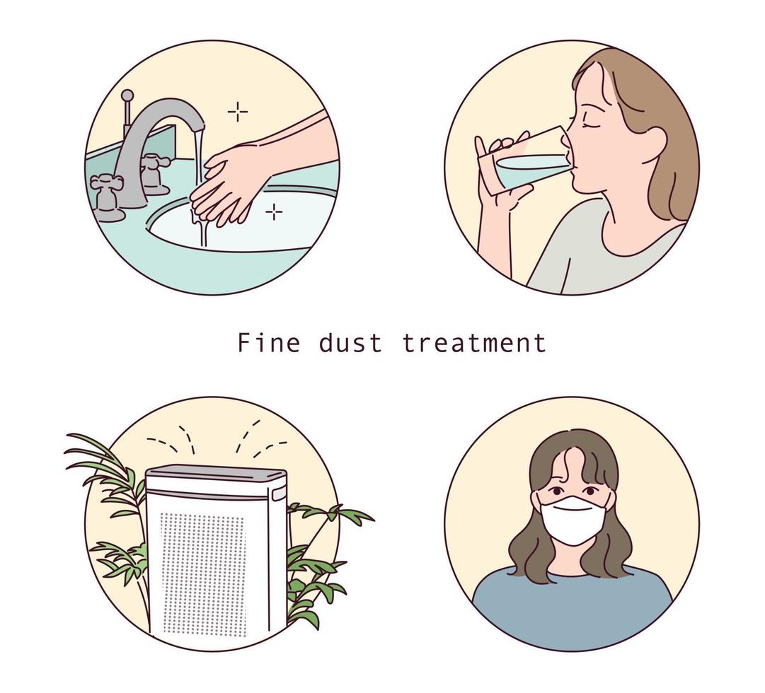 Fine dust treatment. information manual illustration. vector