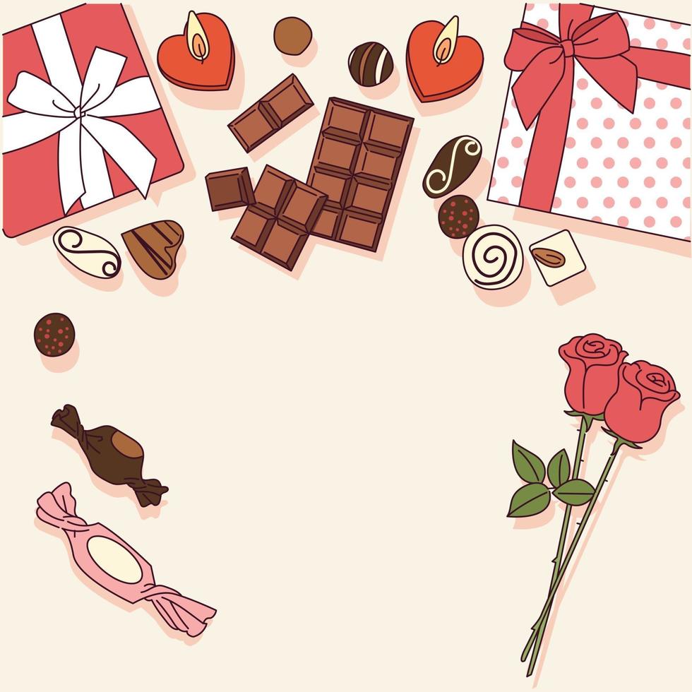 Valentine's Day gifts are on the table. vector