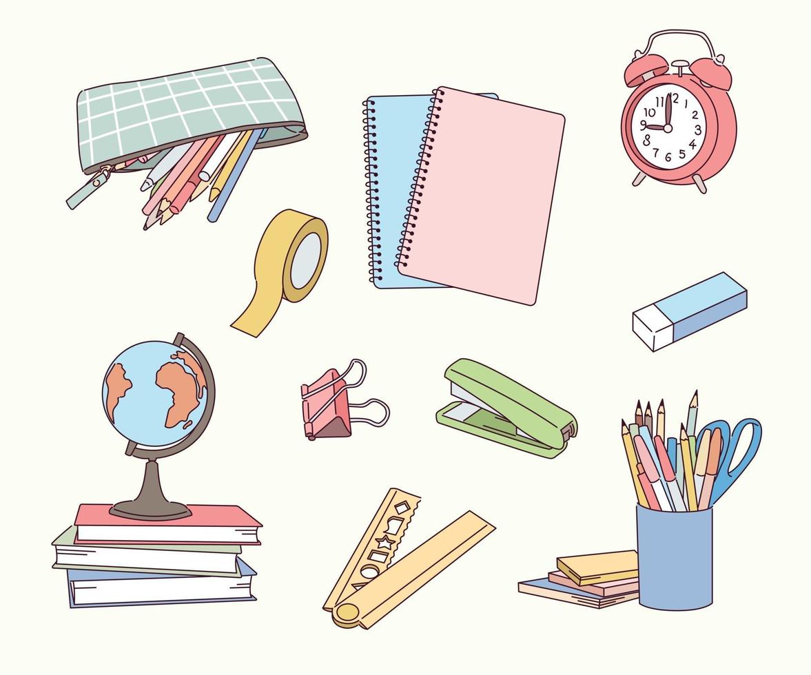 Various school supplies. vector