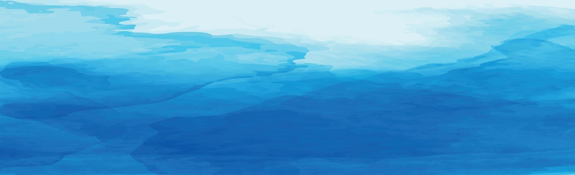 Realistic blue watercolor panoramic texture on white background - Vector