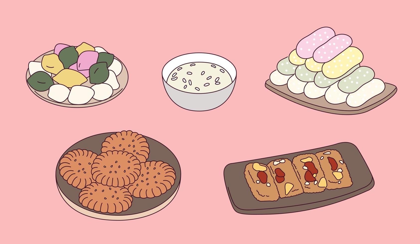 Korean traditional sweets. vector