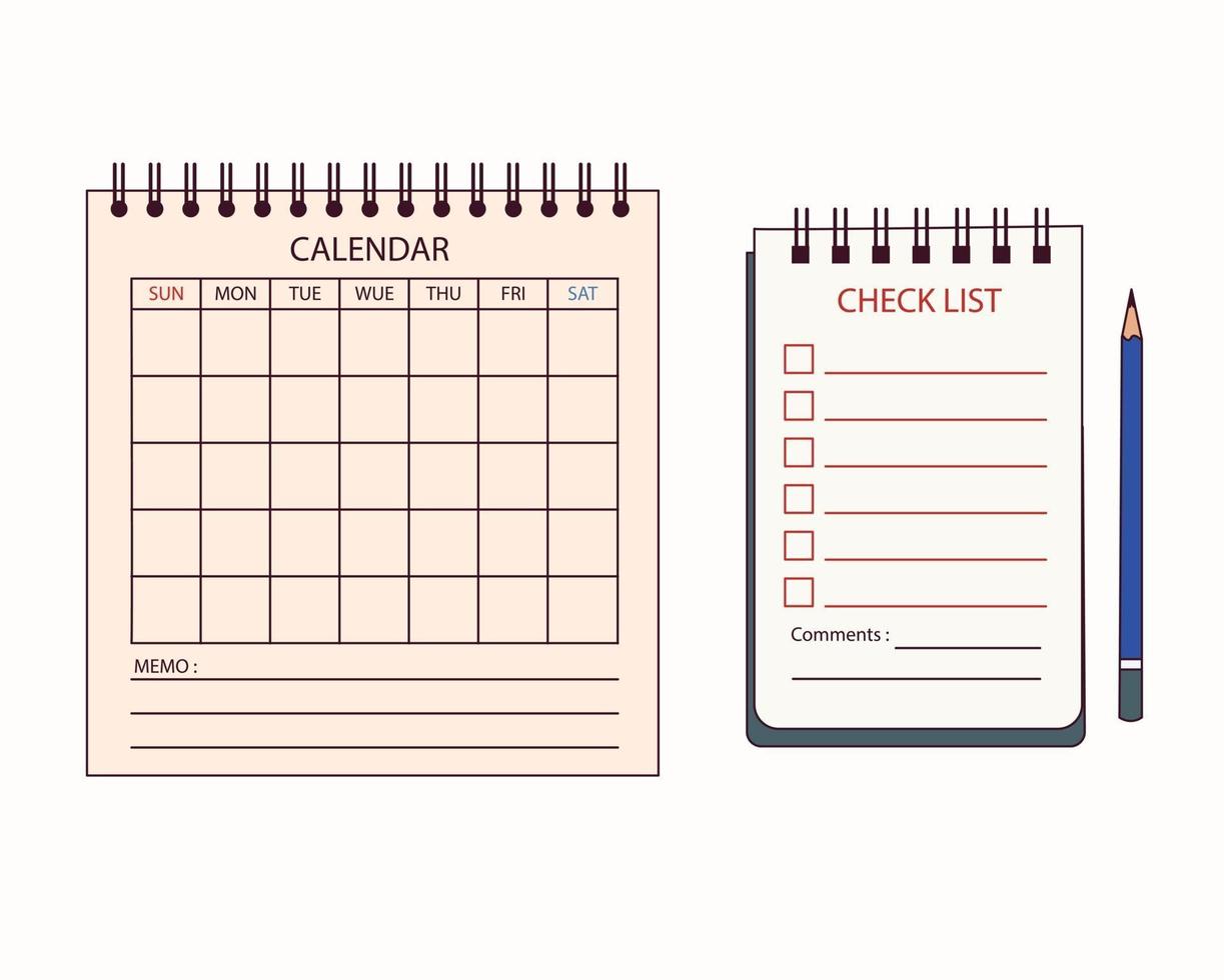 Desk calendar and notebook template. vector