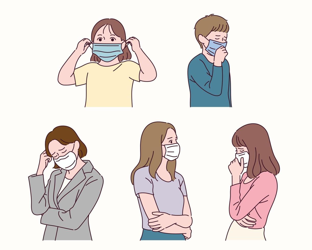 People wearing masks. vector